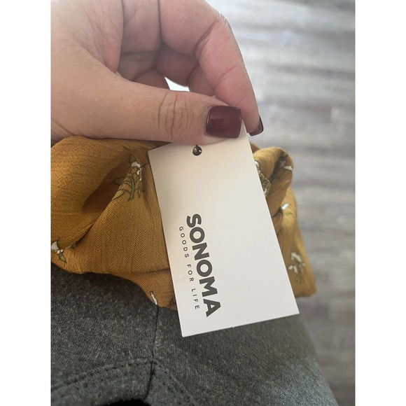 Sonoma Womens Top Size XL Yellow Floral Long Sleeve N8 - Picture 5 of 9